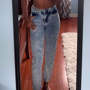 Shoelace open cross back mom jeans